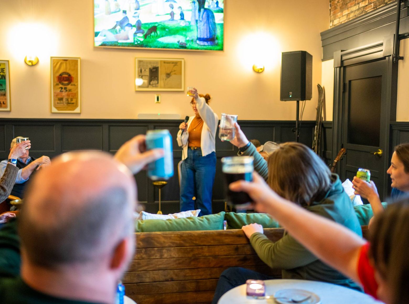 Event space setup for a gathering at Barre Social Club