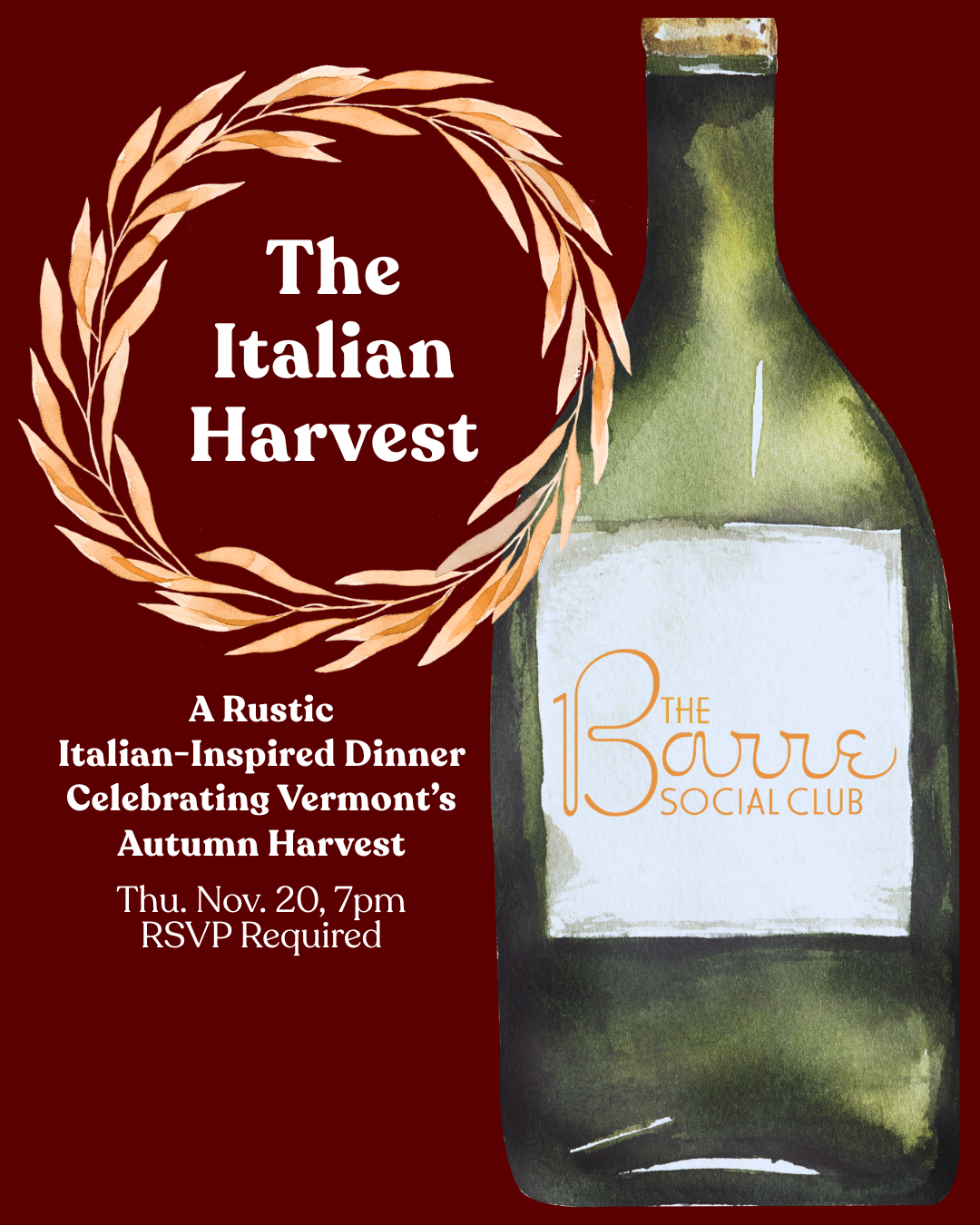 The Italian Harvest: A Rustic Italian-Inspired Dinner Celebrating Vermont’s Autumn Harvest
