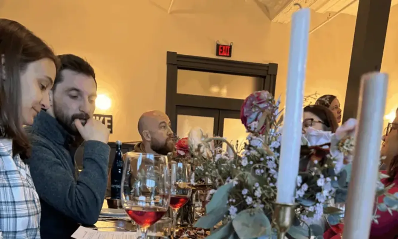 Private party setup with cocktail tables and ambient lighting